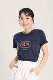 Fatt Chai Embroidered Top in Navy Blue