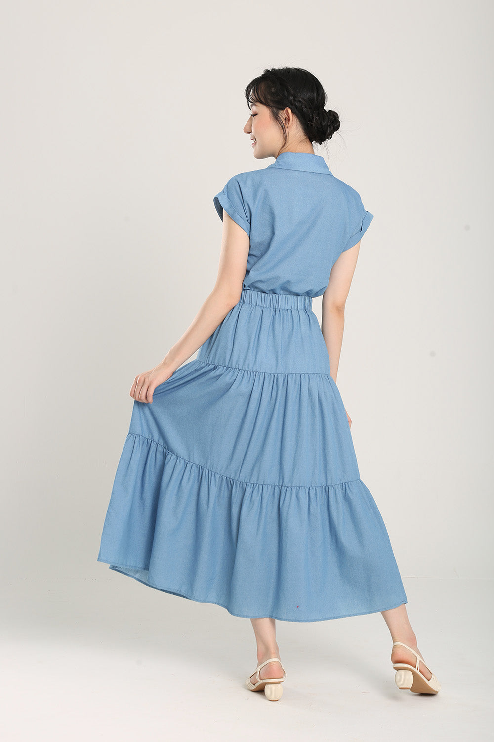 Lindea Tiered  Skirts in Denim Blue
