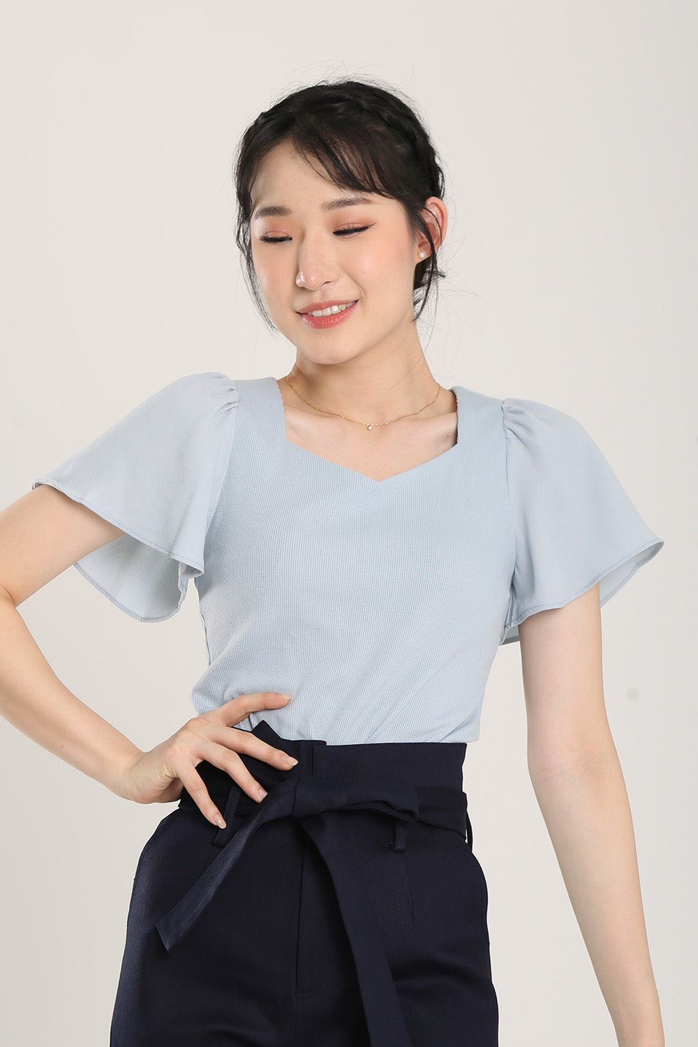 Anitra Top in Dusty Blue
