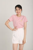 Fortune Cat Embroidered Top in Pink