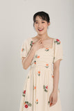 Vanna Emboidred Dress in Apricot  Loo