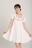 Aleeza Embroidered White Denim Dress