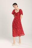Sasha Floral Embroidered Dress in Red