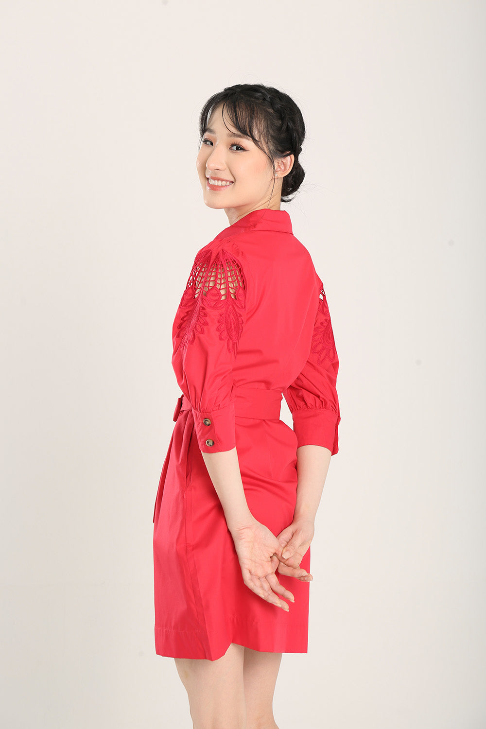 Pvara Midi Dress in Red
