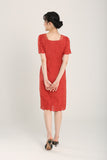 Glydel Maxi Crochet Dress in Red