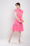 Poleen Midi Dress in Pink Eyelet