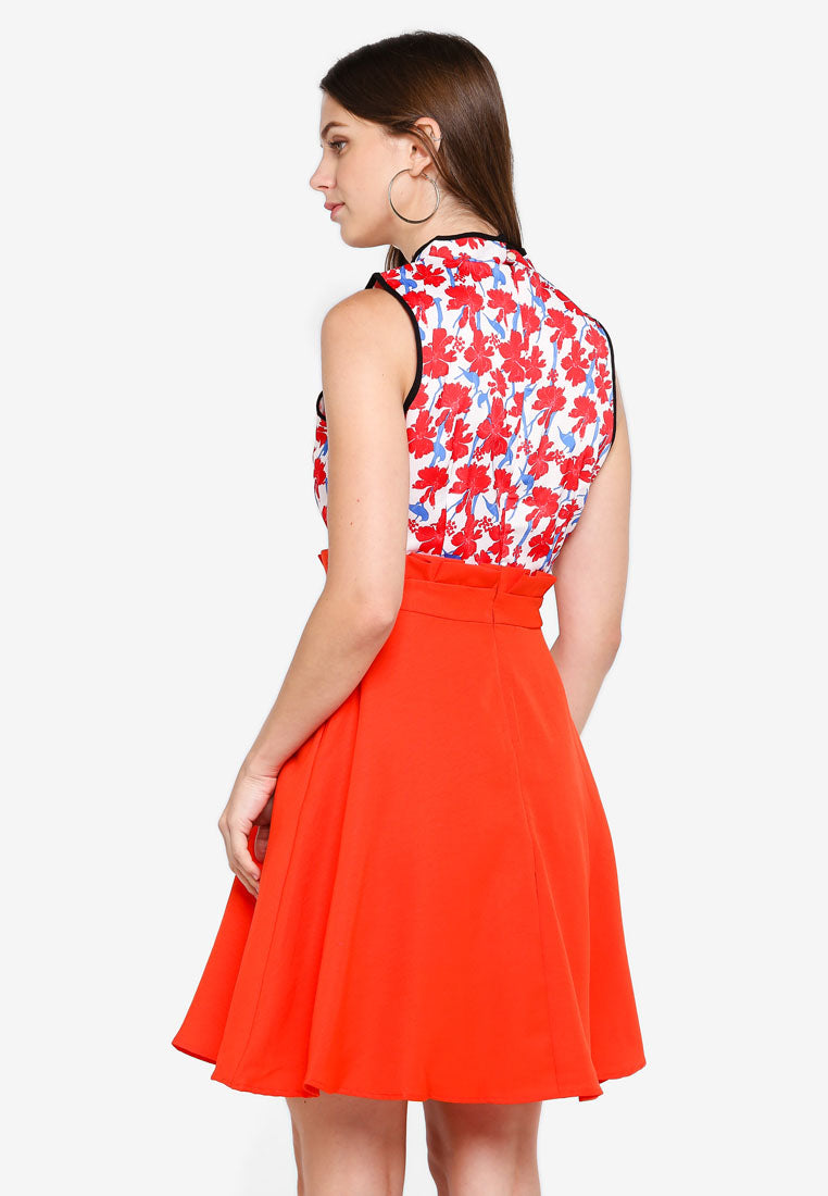 Paveka Floral Cheongsam In Red