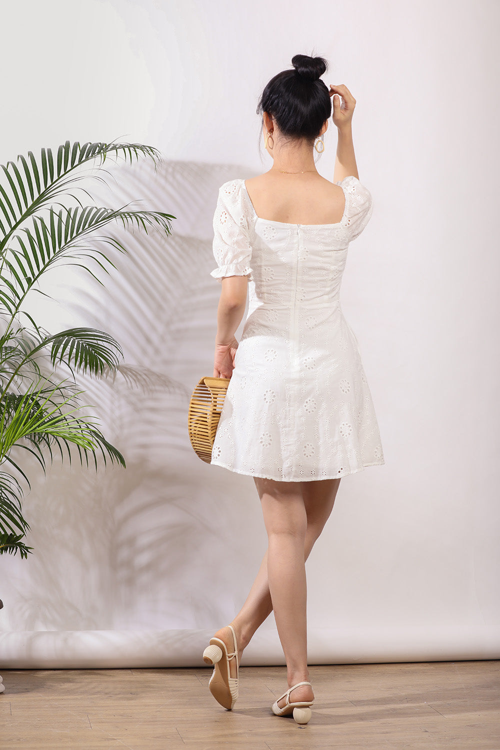 Nerice Eyelet Dress in White
