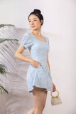 Daisy Eyelet Romper with Embroidery in Light Blue