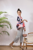 Jaela Abstract Print Kimono Jacket in Pink