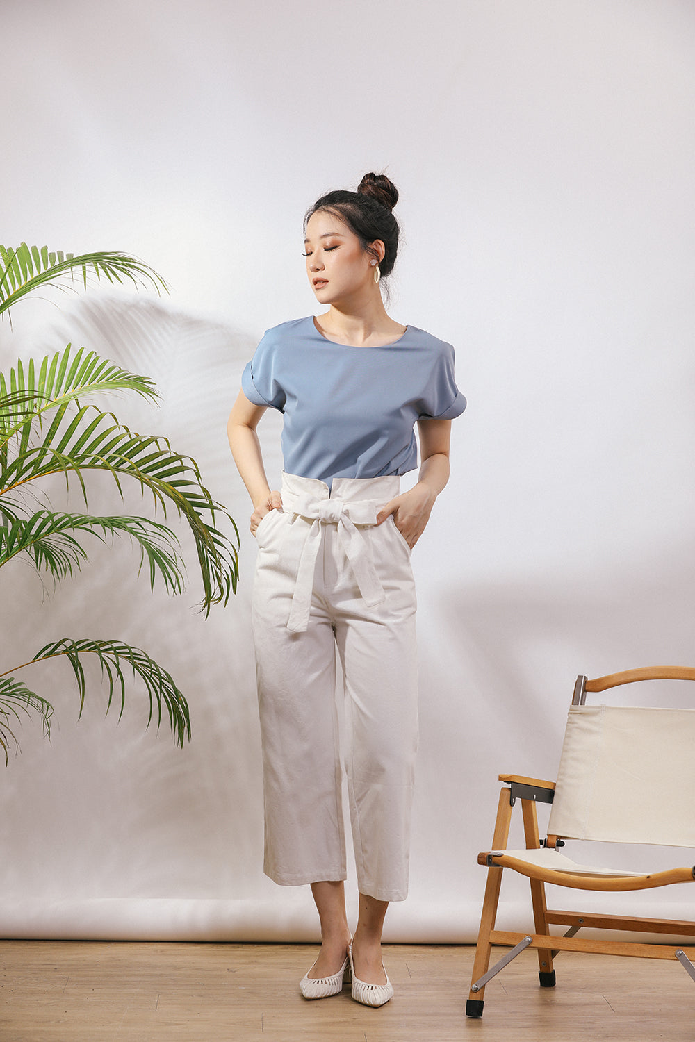 Lithany Denim Pants in Classic White