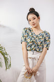 Cassie Pleated Front Top in Floral Print