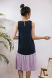 Starla Two-Way Sash Tie Midi Dress in Light Purple/Navy (Convertible)