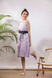 Starla Two-Way Sash Tie Midi Dress in Light Purple/Navy (Convertible)