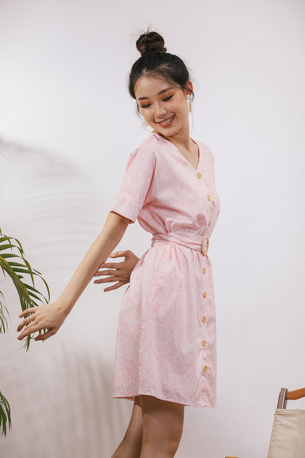 Audre Day Dress in Pink Prints